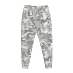 White Snow Camouflage Print Jogger Pants