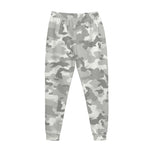White Snow Camouflage Print Jogger Pants