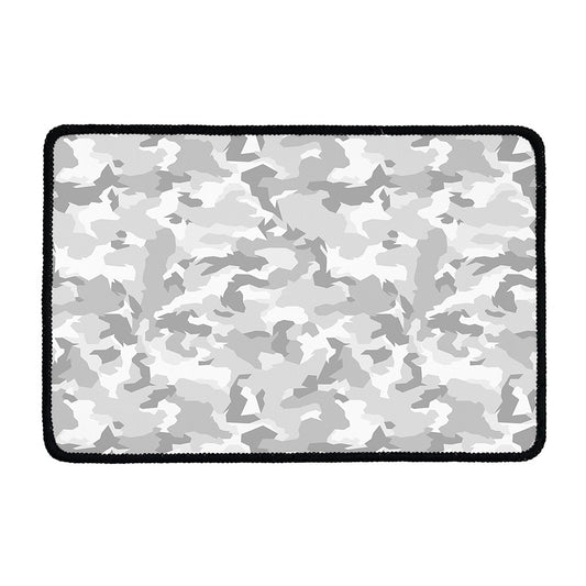 White Snow Camouflage Print Kitchen Mat