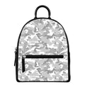 White Snow Camouflage Print Leather Backpack