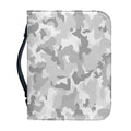 White Snow Camouflage Print Leather Bible Cover