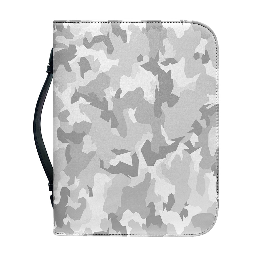 White Snow Camouflage Print Leather Bible Cover