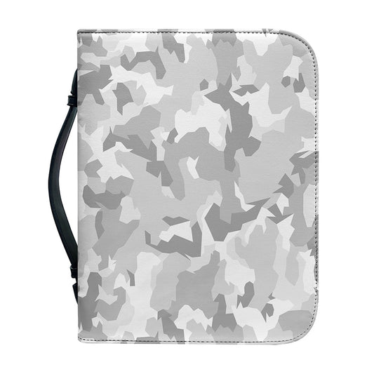 White Snow Camouflage Print Leather Bible Cover