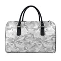 White Snow Camouflage Print Leather Duffel Bag