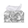 White Snow Camouflage Print Leather Tissue Box Cover