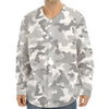 White Snow Camouflage Print Long Sleeve Baseball Jersey