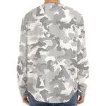 White Snow Camouflage Print Long Sleeve Baseball Jersey