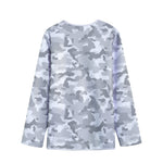 White Snow Camouflage Print Long Sleeve Short Coat
