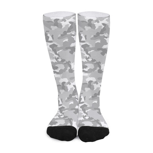 White Snow Camouflage Print Long Socks