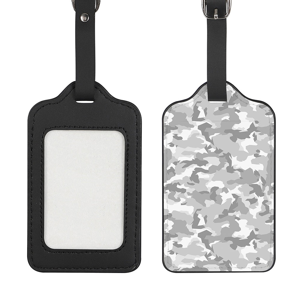 White Snow Camouflage Print Luggage Tag