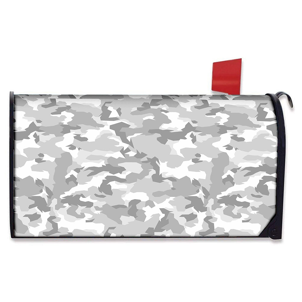White Snow Camouflage Print Mailbox Cover
