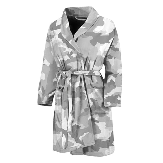 White Snow Camouflage Print Men's Bathrobe