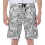 White Snow Camouflage Print Men's Beach Shorts