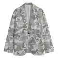 White Snow Camouflage Print Men's Blazer