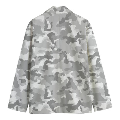 White Snow Camouflage Print Men's Blazer