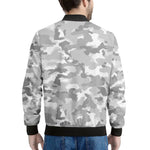 White Snow Camouflage Print Men's Bomber Jacket