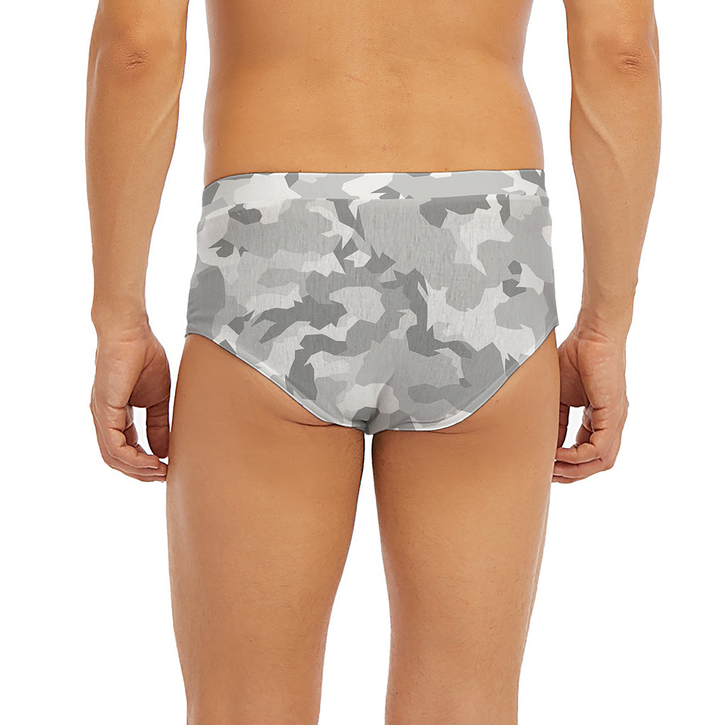 White Snow Camouflage Print Men's Briefs