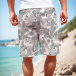 White Snow Camouflage Print Men's Cargo Shorts