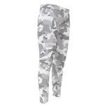 White Snow Camouflage Print Men's Compression Pants
