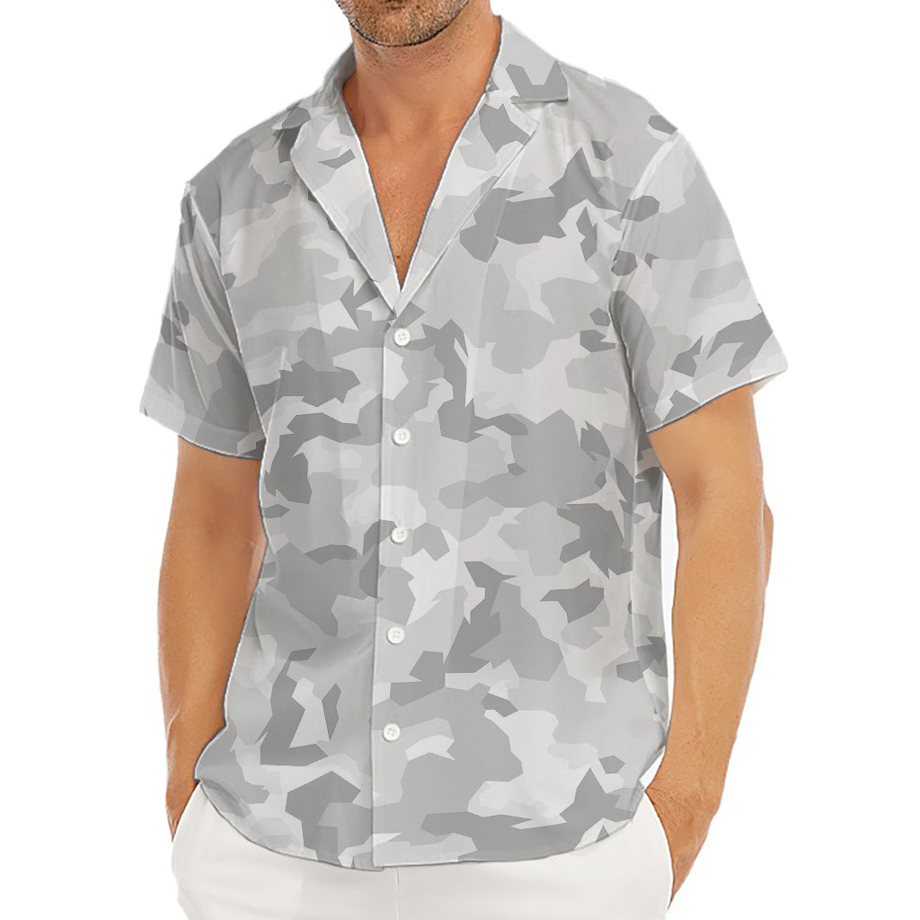 White Snow Camouflage Print Men's Deep V-Neck Shirt