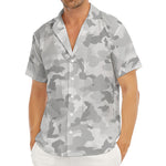 White Snow Camouflage Print Men's Deep V-Neck Shirt