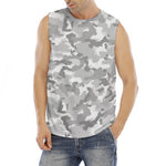 White Snow Camouflage Print Men's Fitness Tank Top