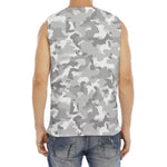 White Snow Camouflage Print Men's Fitness Tank Top