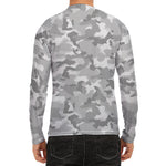 White Snow Camouflage Print Men's Long Sleeve Rash Guard