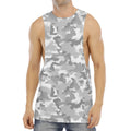 White Snow Camouflage Print Men's Muscle Tank Top