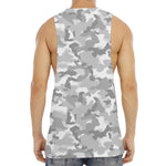 White Snow Camouflage Print Men's Muscle Tank Top