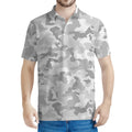 White Snow Camouflage Print Men's Polo Shirt