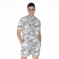 White Snow Camouflage Print Men's Romper