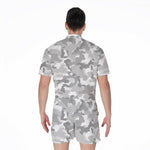 White Snow Camouflage Print Men's Rompers