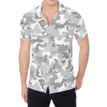White Snow Camouflage Print Men's Shirt