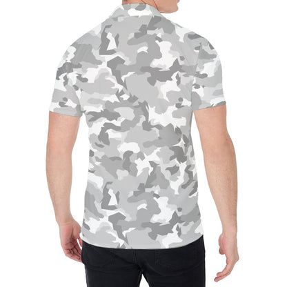 White Snow Camouflage Print Men's Shirt