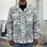 White Snow Camouflage Print Men's Shirt Jacket
