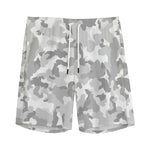 White Snow Camouflage Print Men's Sports Shorts