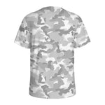White Snow Camouflage Print Men's Sports T-Shirt