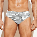 White Snow Camouflage Print Men's Swim Briefs