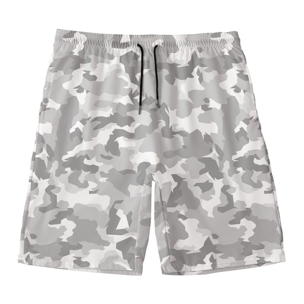 White Snow Camouflage Print Men's Swim Trunks
