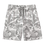 White Snow Camouflage Print Men's Swim Trunks