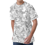 White Snow Camouflage Print Men's Velvet T-Shirt
