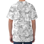 White Snow Camouflage Print Men's Velvet T-Shirt