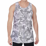 White Snow Camouflage Print Men's Velvet Tank Top