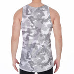 White Snow Camouflage Print Men's Velvet Tank Top