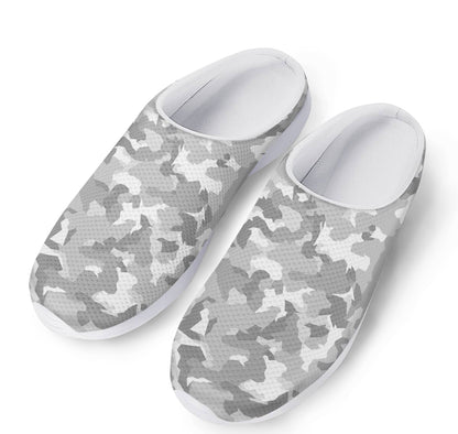 White Snow Camouflage Print Mesh Casual Shoes
