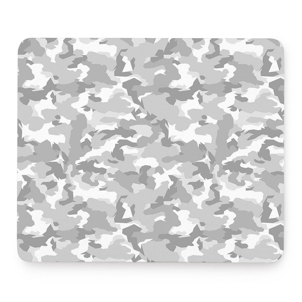 White Snow Camouflage Print Mouse Pad