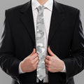 White Snow Camouflage Print Necktie