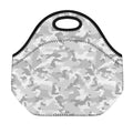 White Snow Camouflage Print Neoprene Lunch Bag