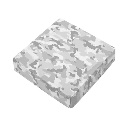 White Snow Camouflage Print Outdoor Seat Cushion Cover